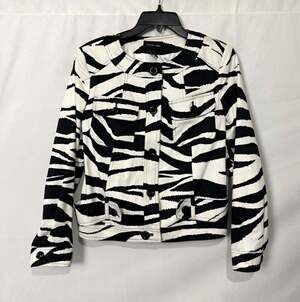 Focus 2000 Women's Black White Zebra Button Jacket Blazer Sz 6